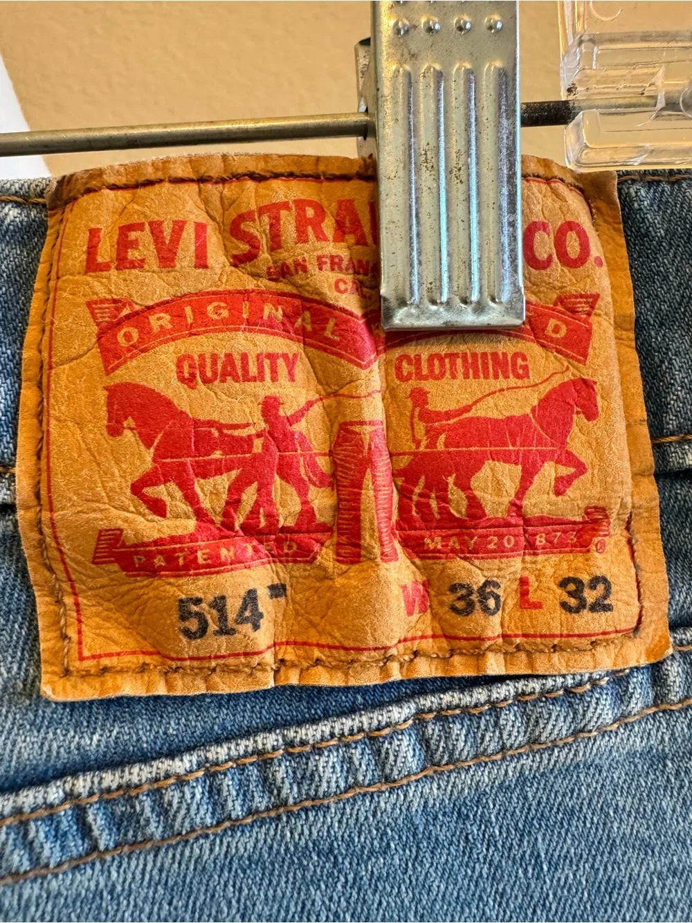 Levi's 514 Jeans Men's 36x32 Blue Straight Fit Stretch Light Wash